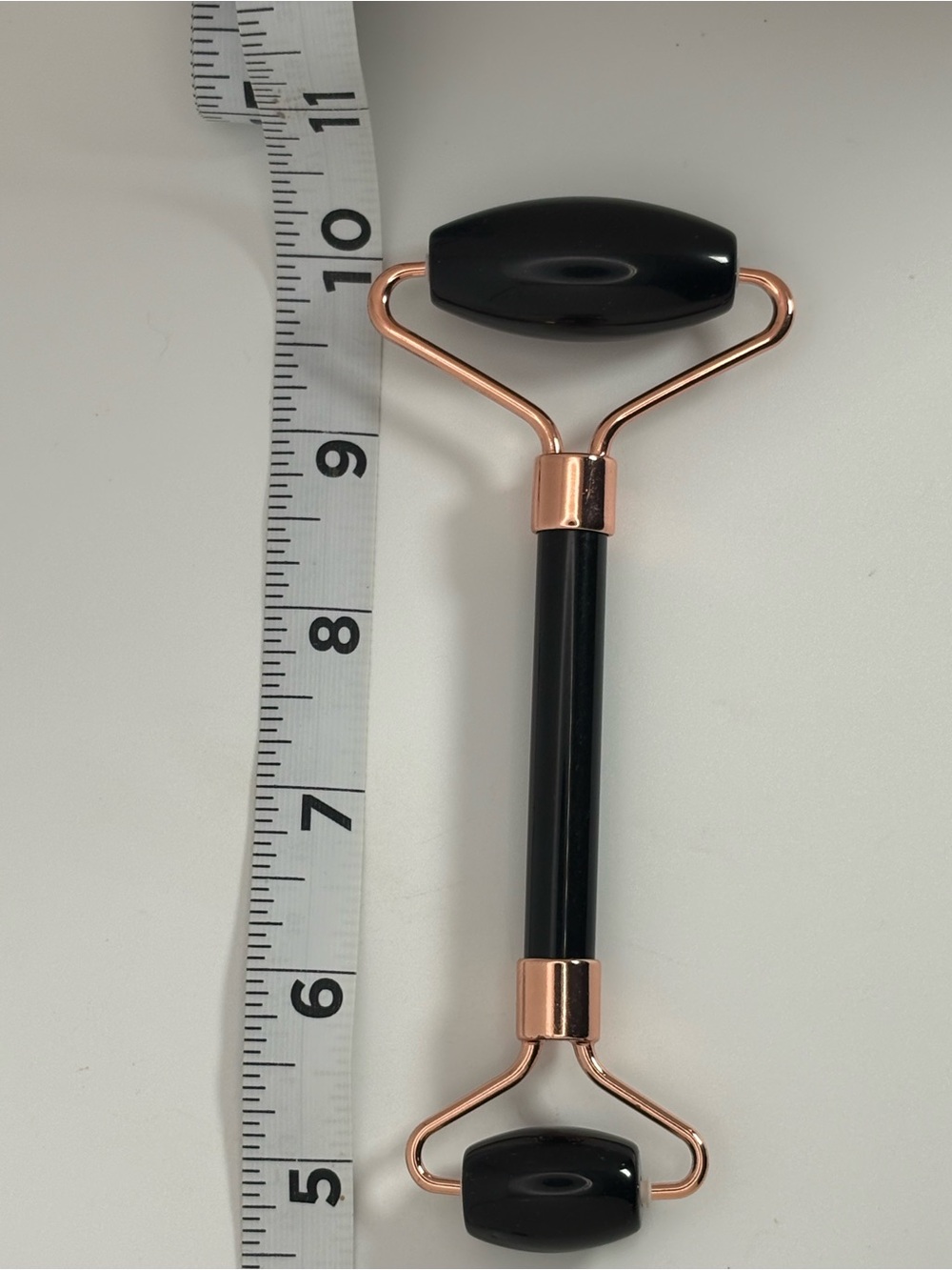 NEW Black Obsidian Facial Massage Roller Rose Gold Crystal Beauty Tool